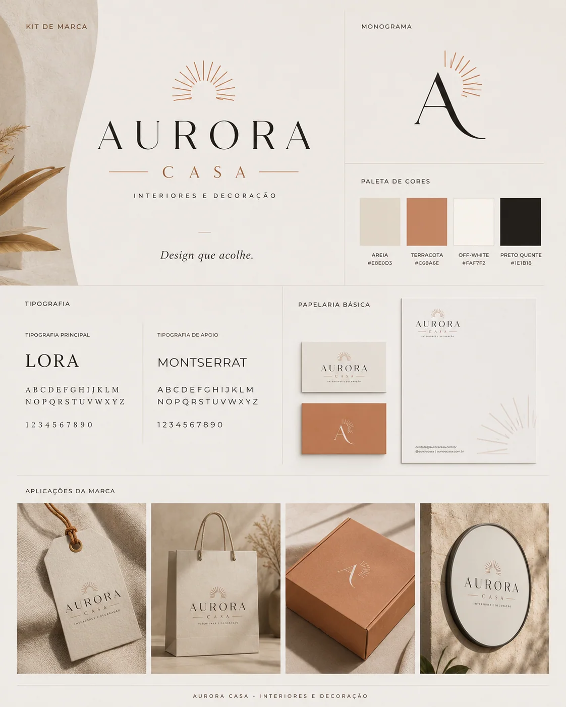 Kit de identidade visual da Aurora Casa