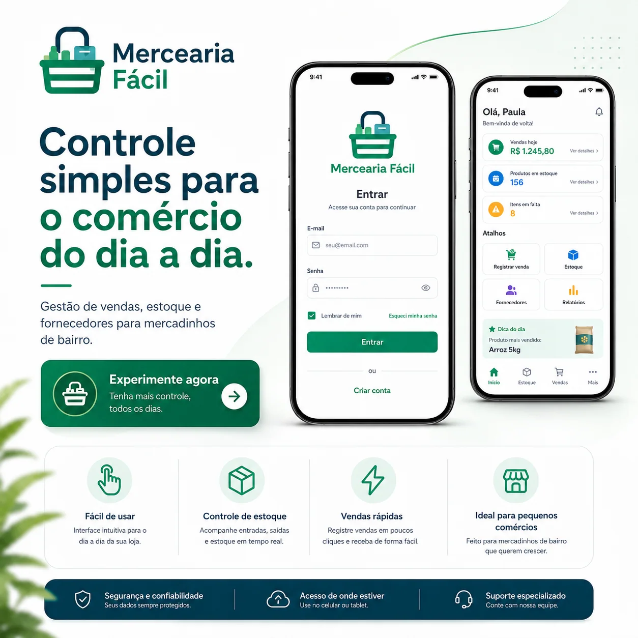 Apresentação do aplicativo Mercearia Fácil