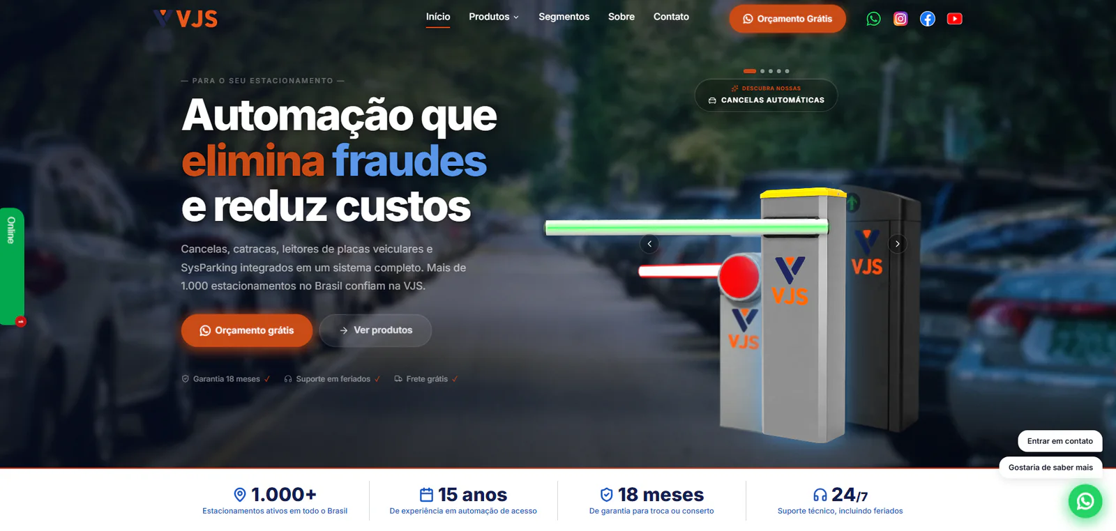 Página inicial do site VJS Sistemas